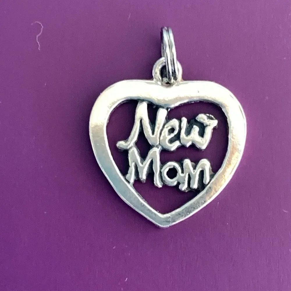 .925 Heart New Mom Sterling Silver Jewelry Charm #valentine #mom